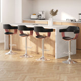 Artiss 4x Bar Stools Gas Lift Leather w/Armrest Black