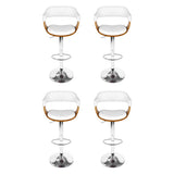 4x Artiss Bar Stools Gas Lift Leather with Armrest White