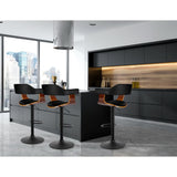 Artiss Bar Stools X3 Kitchen Counter Chair Gas Lift Swivel PU Selina All Black