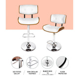 Artiss Bar Stools Gas Lift Leather White