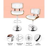 Artiss Bar Stools X3 Kitchen Counter Chair Gas Lift Swivel PU Cherry White