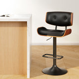Artiss Bar Stools Gas Lift Leather All Black