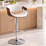 Artiss 1x Bar Stool Counter Chair Ambrus Swivel Adjustable Bentwood PU White