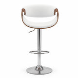 Artiss 1x Bar Stool Counter Chair Ambrus Swivel Adjustable Bentwood PU White