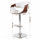 Artiss 2x Bar Stools Counter Chair Ambrus Swivel Adjustable Bentwood PU White