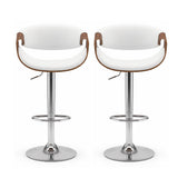 Artiss 2x Bar Stools Counter Chair Ambrus Swivel Adjustable Bentwood PU White