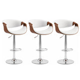 Artiss 3x Bar Stools Counter Chair Ambrus Swivel Adjustable Bentwood PU White