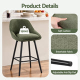 Artiss Bar Stools Set of 2 Linen Upholstered Counter Chairs with Back Padded Seat Green