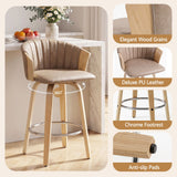 Artiss Wooden Bar Stools Set of 4 Swivel Kitchen Counter Stools Chair 66cm Khaki