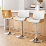 Artiss 3x Bar Stools Counter Chairs Adjustable Swivel PU Leather Galina White