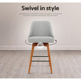Artiss 4x Bar Stools Swivel Seat Wooden Grey
