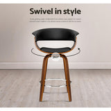 Artiss 2x Bar Stools Swivel PU Seat Wooden