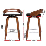 Artiss 4x Bar Stools Swivel Dining Chairs Low Back Counter Seat PU Cushion