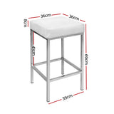 Artiss 2x Bar Stools Leather Padded Metal White