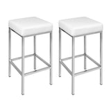 Artiss 4x Bar Stools Leather Padded Metal White