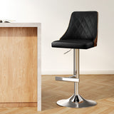Artiss Bar Stool Bentwood Swivel Adjustable Kitchen Counter Stool Leather Black