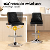 Artiss 2X Bar Stool Wood Swivel Adjustable Kitchen Counter Stool Leather Black