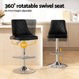 Artiss 4X Bar Stool Wood Swivel Adjustable Kitchen Counter Stool Leather Black