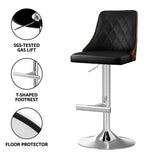 Artiss 4X Bar Stool Wood Swivel Adjustable Kitchen Counter Stool Leather Black