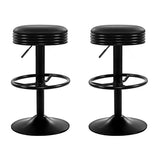 Artiss 2x Bar Stools Leather Padded Gas Lift Black