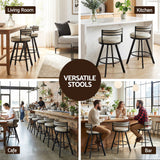 Artiss Bar Stool Swivel Kitchen Chair Metal PU Leather Counter Beige
