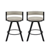 Artiss Bar Stools Set of 2 Swivel Kitchen Chair Metal Counter Beige Leather