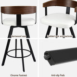 Artiss Bar Stools Set of 3 Swivel Counter Height Barstools with Bentwood Backrest PU Leather White