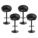 Artiss Bar Stools X4 Gas Lift Adjustable Rounded Shell Backrest PU Leather Black
