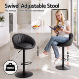 Artiss Bar Stools X4 Gas Lift Adjustable Rounded Shell Backrest PU Leather Black