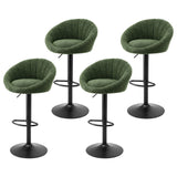 Artiss 4x Bar Stools Kitchen Chairs Gas Lift Adjustable Round Shell Boucle Green