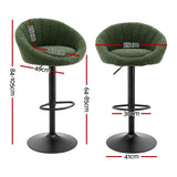 Artiss 4x Bar Stools Kitchen Chairs Gas Lift Adjustable Round Shell Boucle Green