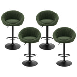 Artiss 4x Bar Stools Kitchen Chairs Gas Lift Adjustable Round Shell Boucle Green