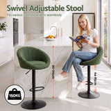 Artiss 4x Bar Stools Kitchen Chairs Gas Lift Adjustable Round Shell Boucle Green