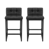 Artiss Bar Stools Set of 2 PU Leather Counter Chairs 65cm Seat Height with Low Back Black