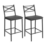 Artiss Bar Stools Set of 2 Counter 66cm Height Stools with Backrest, PU Cushioned Seat, Black