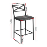 Artiss Bar Stools Set of 2 Counter 66cm Height Stools with Backrest, PU Cushioned Seat, Black
