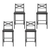 Artiss Bar Stools Set of 4 Counter 66cm Height Stools with Backrest, PU Cushioned Seat, Black