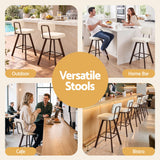 Artiss Bar Stools Set of 2 Swivel Counter 68cm Height Stools w/ Padded Backrest Beige
