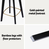 Artiss 2x Bar Stools Rattan Counter Kitchen Dinning Chair Bamboo Saddle Black