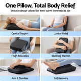 Livemor Back Massager with Heat and Traction, Neck and Shoulder Massage Pillow, Ergonomic Backrest for Office Chair & Sofa, Lumbar Support Cushion with 2-Level Thermal Relief, 6 Modes for Cervical & Full Body Pain Relief, Large