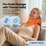 Livemor Back Massager with Heat, Cordless Electric Neck & Shoulder Massager Pillow, 3-Speed Deep Tissue Kneading for Lumbar, Thigh & Calf, Portable Muscle Relief for Home & Office Use
