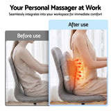 Livemor Back Massager with Heat, USB Neck and Shoulder Massage Pillow, 3-Speed Ergonomic Lumbar Support Cushion for Office Chair, Portable Muscle Relief for Back, Thigh & Calf, Grey
