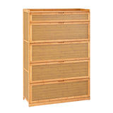 Artiss Shoe Cabinet Multi-Height Shelves 28 Pairs Shoe Storage Cupboard Wood
