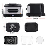 Devanti 5-in-1 Electric BBQ Grill Air Fryer, 2200W 8L Smart Thermometer