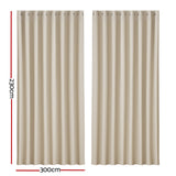 Artiss 2X Blockout Curtains Eyelet 300x230cm Beige