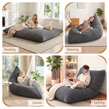 Artiss 3 in 1 Bean Bag Chair Cover (No Filler) Convertible Bean Bag for Adults, Corduroy Stuffed Animal Storage Bean Bag Cover Washable for Living Room Bedroom, Grey