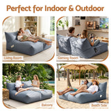 Artiss Outdoor Bean Bag Chair Cover (No Filler) 2 Seater Beanbag Lounge Sofacover Adults Splash-Proof Large Bean Bag Cover for Patio Poolside Relaxing Indoor, Grey