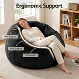 Artiss Bean Bag Chair Cover (No Filler) Soft Faux Fur Beanbag Cover Large Round Stuffed Animal Storage Bean Bag Cover Washable Lazy Sofa Cover for Adults Kids Teens, Black