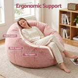 Artiss Bean Bag Chair Cover (No Filler) Soft Faux Fur Beanbag Cover Large Round Stuffed Animal Storage Bean Bag Cover Washable Lazy Sofa Cover for Adults Kids Teens, Pink
