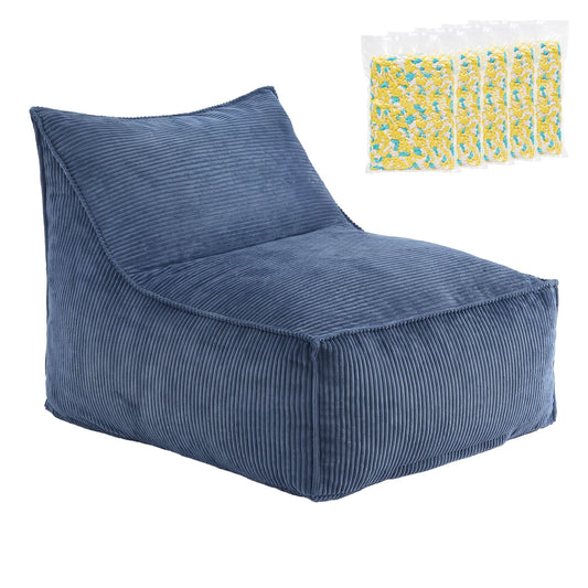 Artiss Bean Bag Chair Cover with Filler Soft Corduroy DIY Stuffed Animal Storage Bean Bag for Adults, Washable Lazy Sofa for Living Room Bedroom, Blue